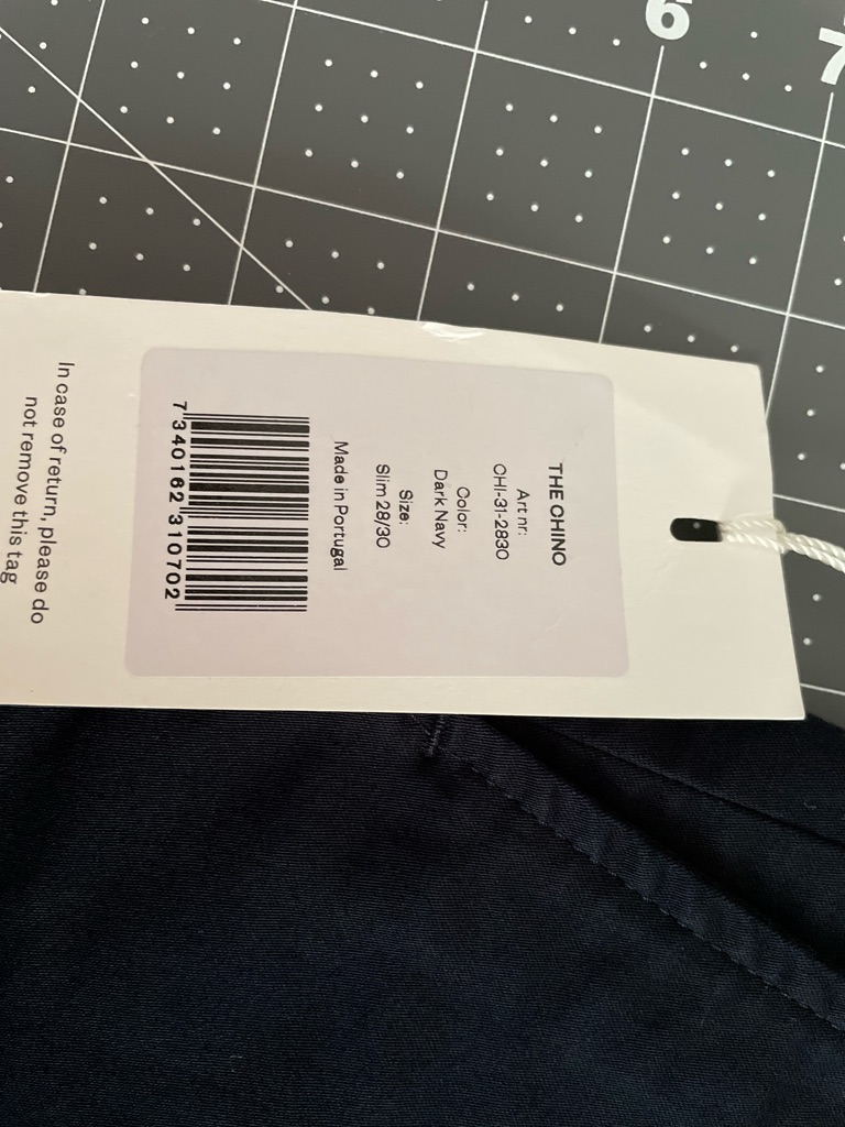 Asket Cotton Blend Dark Navy Classic Chino New With Tags Slim 28 Italian Fabric — image 7 of 8